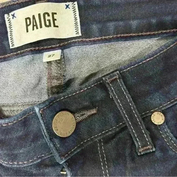 Paige Verdugo Ankle Dark Wash Slim Fit Jeans Stretch Pinnacle Blue Denim Size 27 - Picture 2 of 8